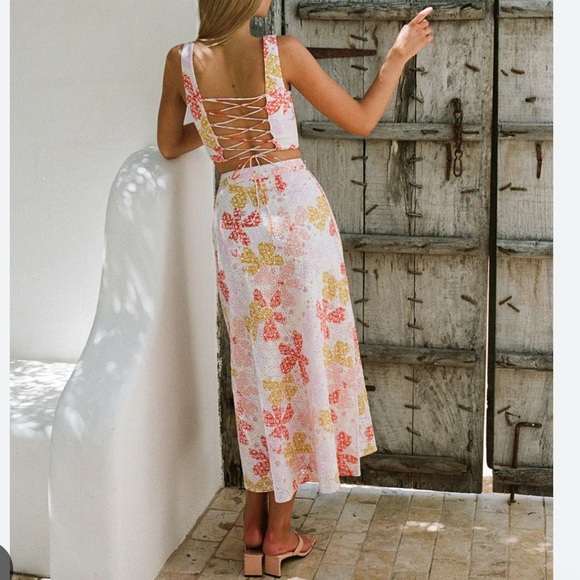Sabo Lux Keara Midi Skirt and Corset Top  Set - Pollen size 8 - Picture 1 of 8